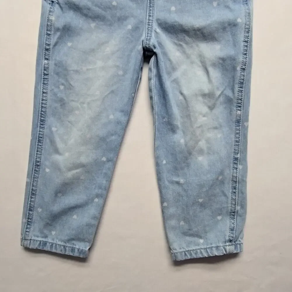 OshKosh B'gosh Heart Print Denim Overalls Light Blue Kids 4T Bibs